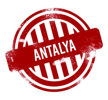 Antalya - kırmızı grunge düğme, damga