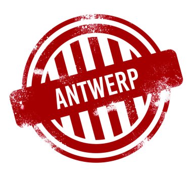 Antwerp - kırmızı grunge düğme, damga