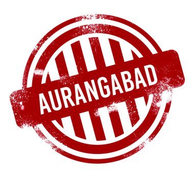 Aurangabad - kırmızı grunge düğme, damga