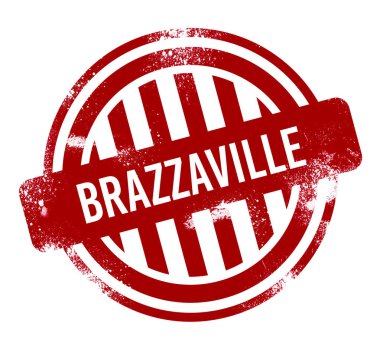 Brazzaville - kırmızı grunge düğme, damga