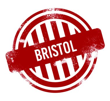 Bristol - kırmızı grunge düğme, damga