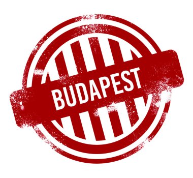 Budapeşte - kırmızı grunge düğme, damga