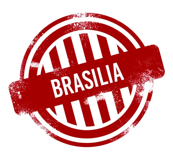 Brasilia Przycisk Czerwony Grunge Sygnatura — Zdjęcie stockowe