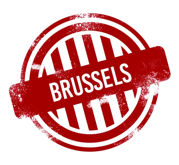 Brüsszel Piros Grunge Gomb Bélyegző — Stock Fotó