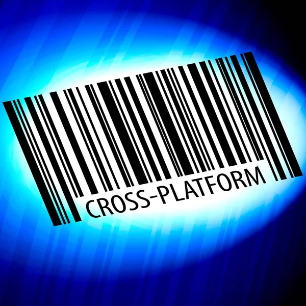 Plataforma Cruzada Código Barras Com Fundo Azul — Fotografia de Stock