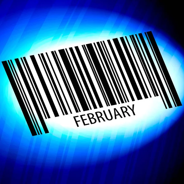 Φεβρουάριος Barcode Μπλε Φόντο — Φωτογραφία Αρχείου