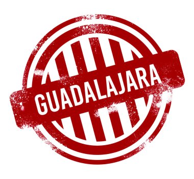 Guadalajara - kırmızı grunge düğme, damga