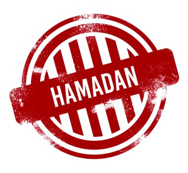 Hamedan - kırmızı grunge düğme, damga