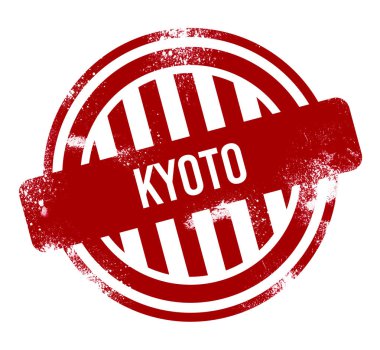 Kyoto - kırmızı grunge düğme, damga
