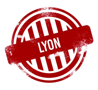 Lyon - kırmızı grunge düğme, damga