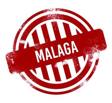 Malaga - kırmızı grunge düğme, damga