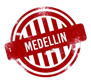 Medellin - kırmızı grunge düğme, damga