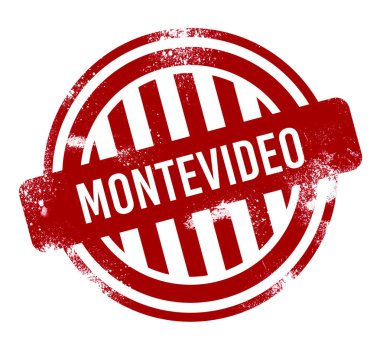Montevideo - kırmızı grunge düğme, damga