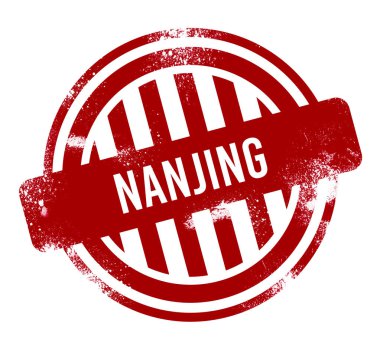 Nanjing - kırmızı grunge düğme, damga