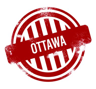Ottawa - kırmızı grunge düğme, damga