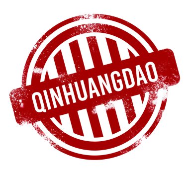 Qinhuangdao - kırmızı grunge düğme, damga
