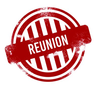 Reunion - kırmızı grunge düğme, damga