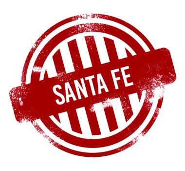 Santa Fe - kırmızı grunge düğme, damga
