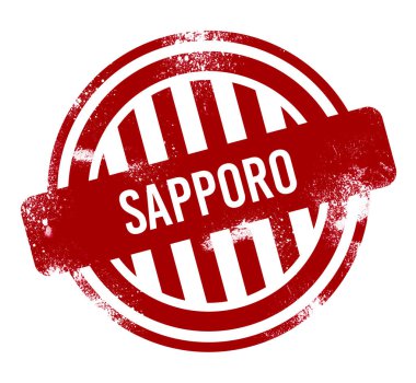 Sapporo - kırmızı grunge düğme, damga