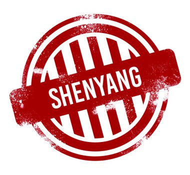 Shenyang - kırmızı grunge düğme, damga