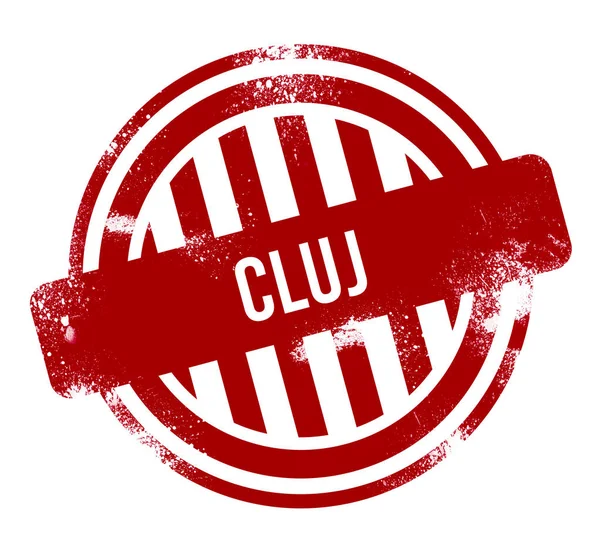 Cluj Red Grunge Button Stamp — Stock Photo, Image