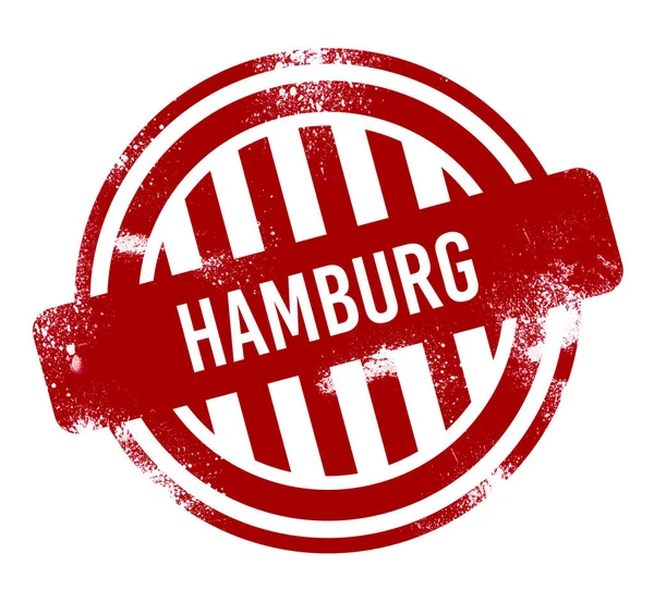 Hamburg Rode Grunge Knop Stempel — Stockfoto