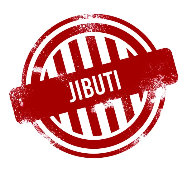 Jibuti Piros Grunge Gomb Bélyegző — Stock Fotó