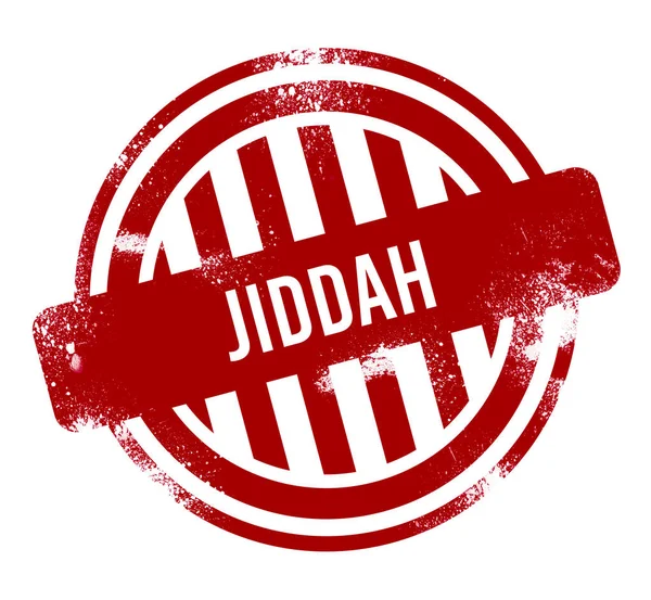 Jiddah Rød Grunge Knapp Stempel – stockfoto