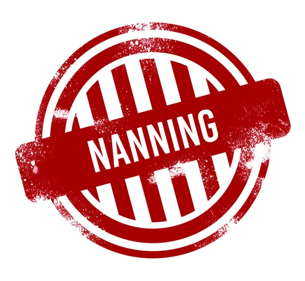 Nanning Grunge Červené Tlačítko Razítko — Stock fotografie