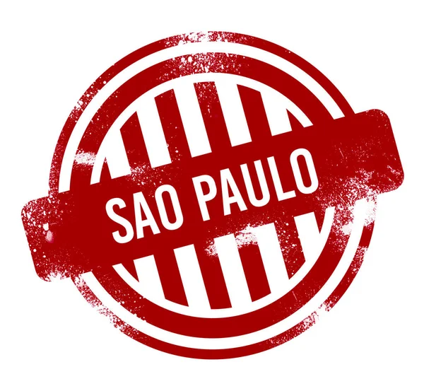 Sao Paulo Red Grunge Button Stamp — Stock Photo, Image