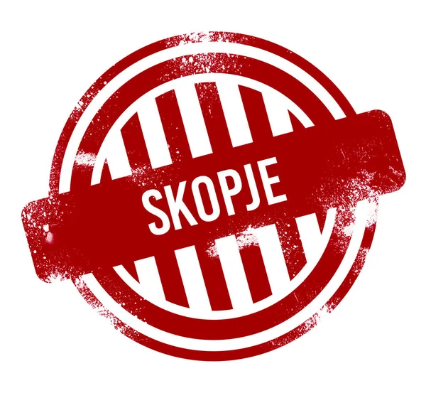 Skopje Rode Grunge Knop Stempel — Stockfoto
