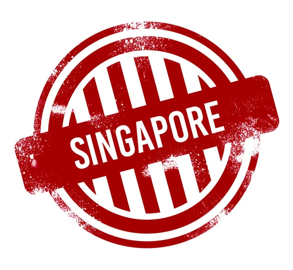 Singapore Rode Grunge Knop Stempel — Stockfoto