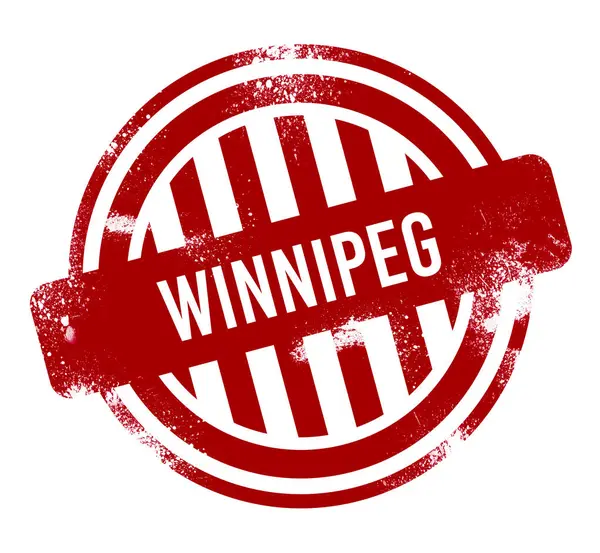 Winnipeg Botão Grunge Vermelho Carimbo — Fotografia de Stock