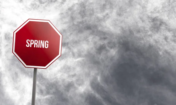 Spring Red Sign Clouds Background — Stock Photo, Image