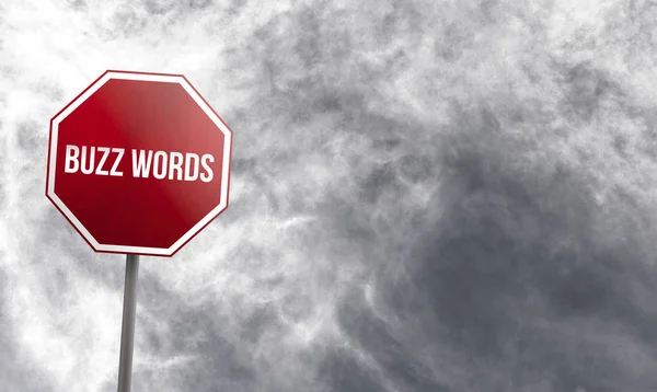 Buzz Words Red Sign Clouds Background — стоковое фото