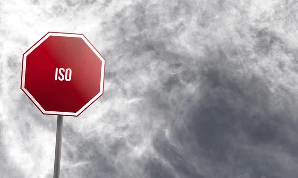 Iso Red Sign Clouds Background — Stock Photo, Image