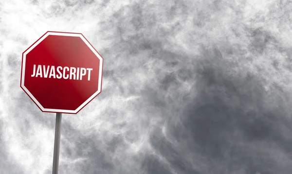 背景に雲と Javascript 赤い記号 — ストック写真