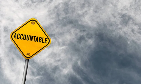 Accountable Talk Yellow Sign Cloudy Sky — Stock Photo, Image