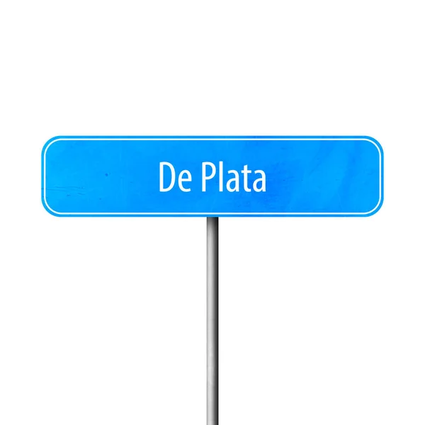 Plata Znak Miasta Miejsce Nazwa Logowania — Zdjęcie stockowe