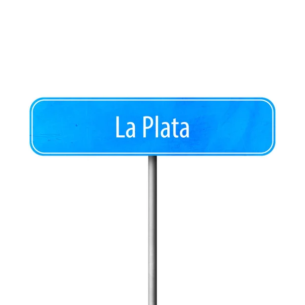 Plata Şehir Işareti Yer Adı Işareti — Stok fotoğraf