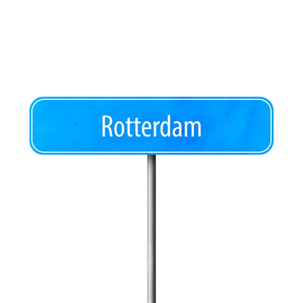 鹿特丹镇标志 地方名字标志 — 图库照片