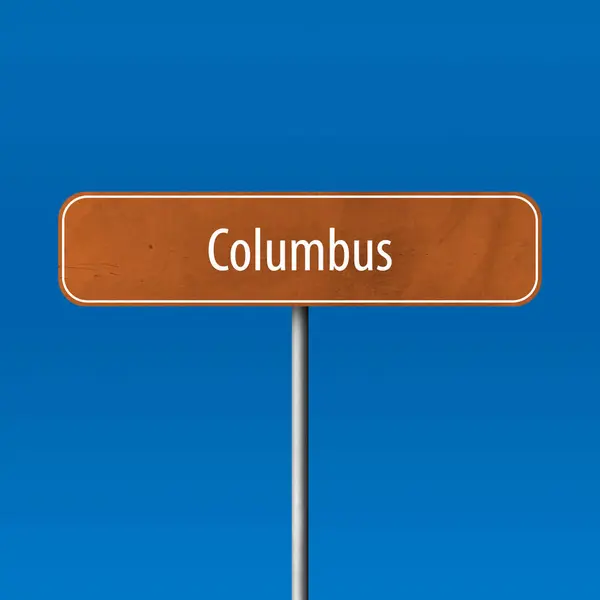 哥伦布镇标志 地方名字标志 — 图库照片