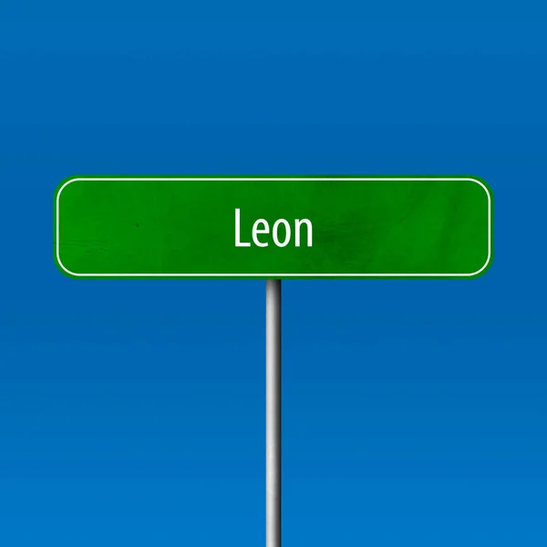 Leon Stad Teken Plaats Naam Teken — Stockfoto