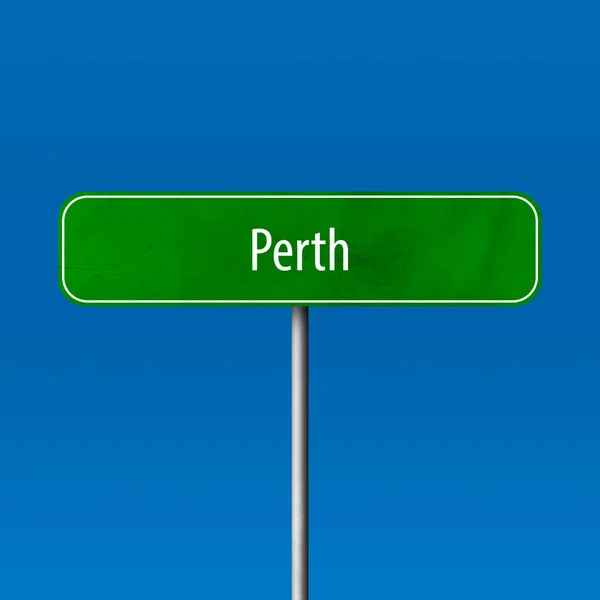 Perth Znak Miasta Miejsce Nazwa Logowania — Zdjęcie stockowe
