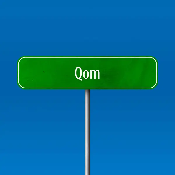 Qom Town Sign Place Name Sign — Stock Photo, Image