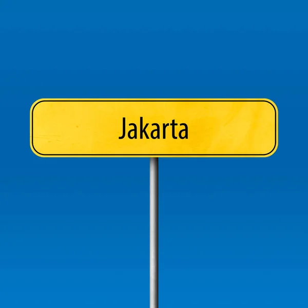 Jakarta Cartello Della Città Cartello Del Nome Della Località — Foto Stock