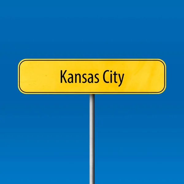 Kansas City - town sign, place name sign — Stock Photo, Image