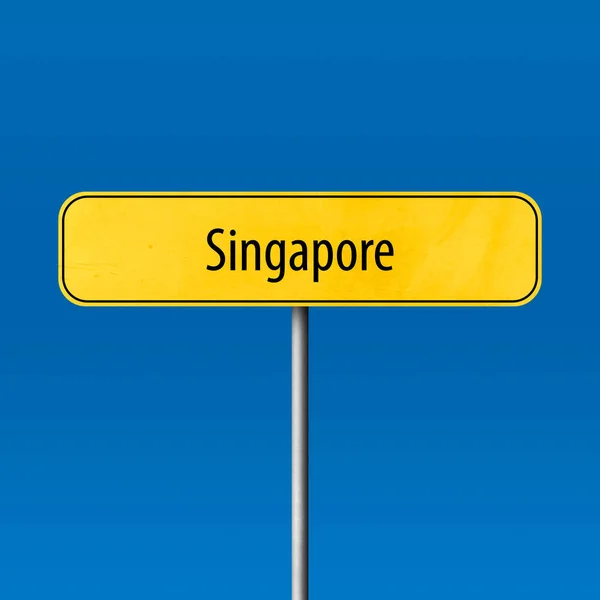 Σιγκαπούρη Πρόσημο Πόλη Τόπος Όνομα Σημάδι — Φωτογραφία Αρχείου