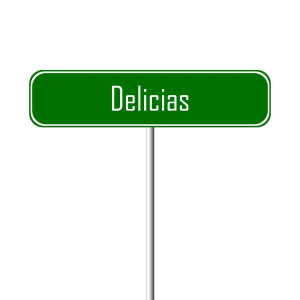 Знак Delicias Town Топонимический Знак — стоковое фото