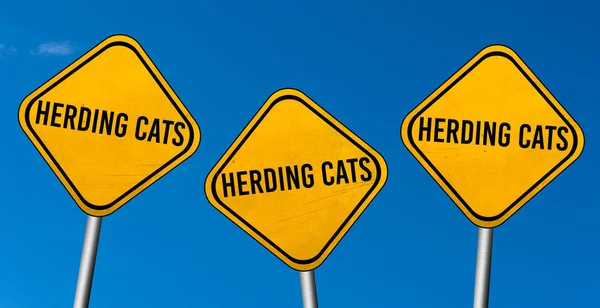 Herding cats - mavi gökyüzü ile sarı işaretler